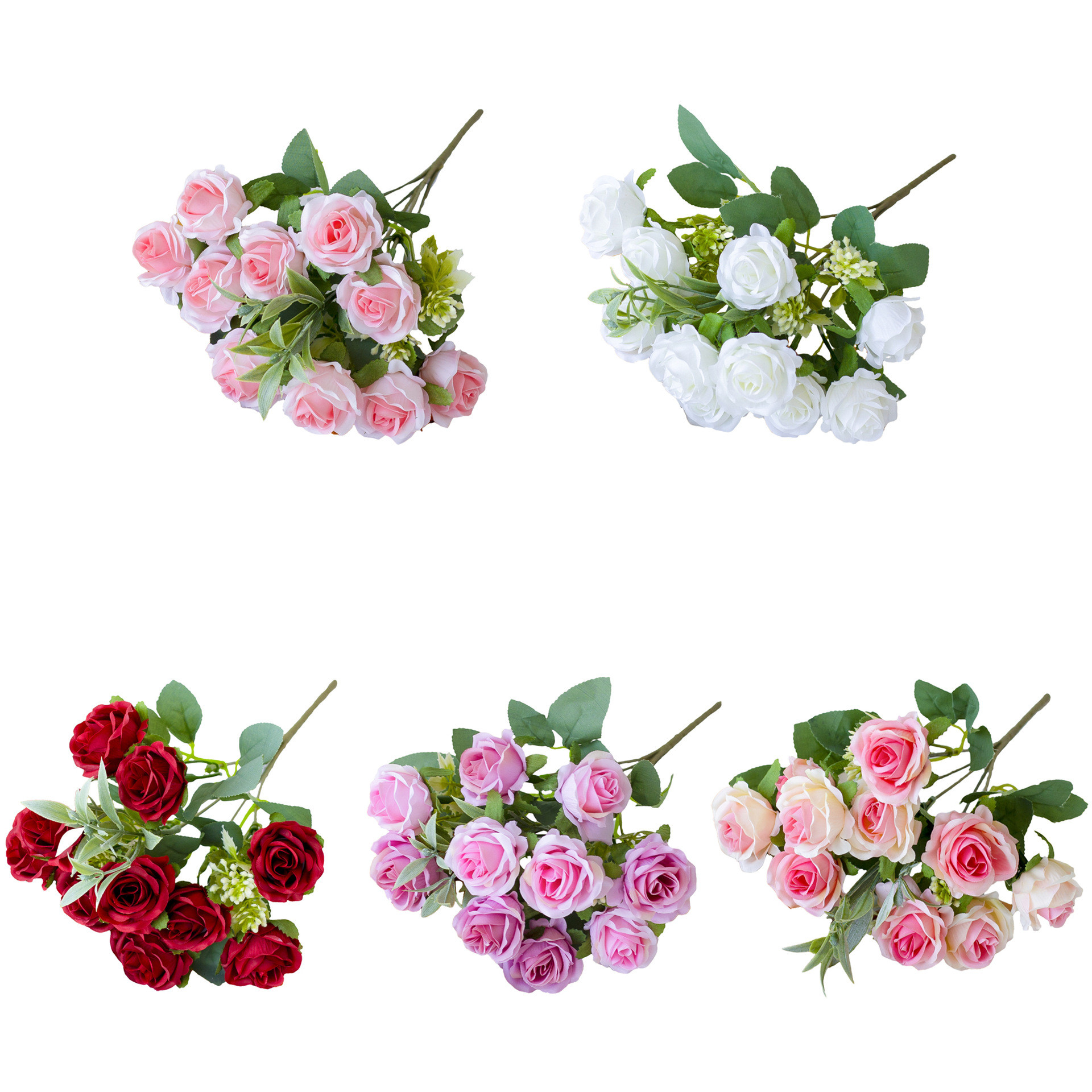 10 small roses arranged for weddings, small flower bouquets, hotel home decor ornaments, silk flower simulation flowers, artificial fake flowers