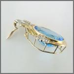 14K Round Cut Blue Topaz And CZ Pendant Enhance For Women
