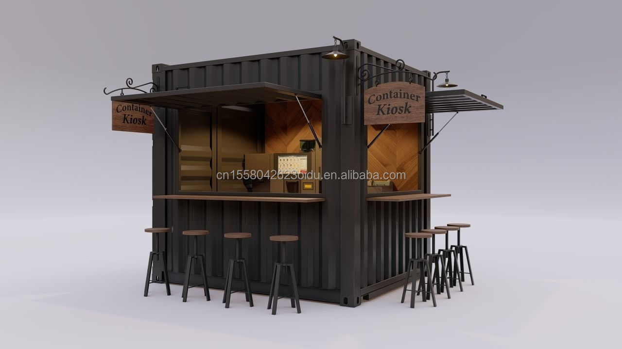 Galvanized Steel Square Tubes Mini Popup Shop Mobile Container Coffee Bar Houses 10ft Container with 50mm Wall and 75mm Wall