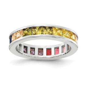Wholesale Colorful Cubic Zircon Eternity Wedding Ring Band for Women 925 Silver ECO-Friendly from china suppliers