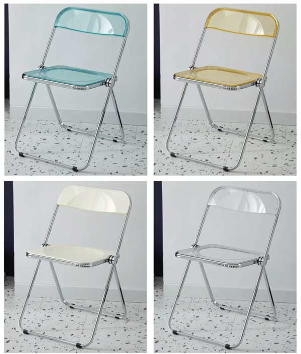 Portable Indoor Outdoor Chair Transparent Metal Plastic Folding Chairs