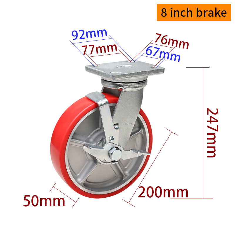8 Inch Heavy Duty Caster Wheels 200mm 800kg Load Aluminum Core