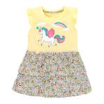 Girls Cotton Short Sleeved Dress Unicorn Pattern Dress Summer Children'S