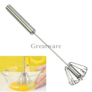 Wholesale Kitchen Gadgets Stainless Steel Rotating Whisk Egg Beater from china suppliers