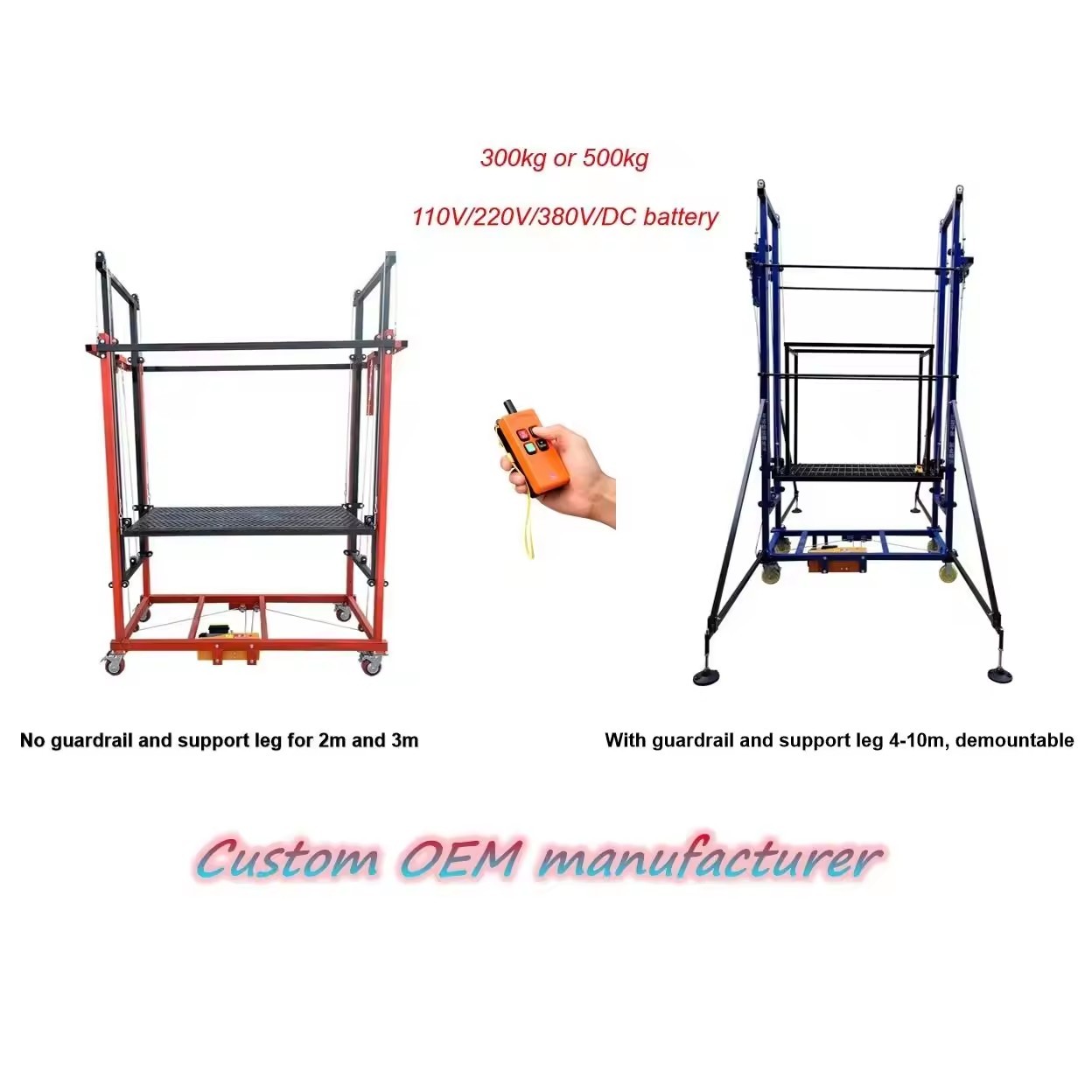 500kg 3m mobile mini cargo lift elevator warehouse home portable steel lift aerial work platform goods and man