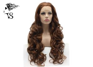 Wholesale Dark Brown Synthetic Long Curly Lace Front Wigs , Colored Synthetic Wigs No Shedding from china suppliers