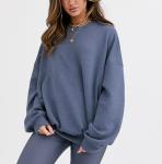 Oversize Plain Crew Neck Sweatshirt Dropped Shoulder Sweatshirt In Elephant Gray