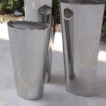 High and big mirror flower pots stainless steel silver planter