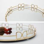 Round Metal Decorative Mirror Serving Display For Wedding Decor