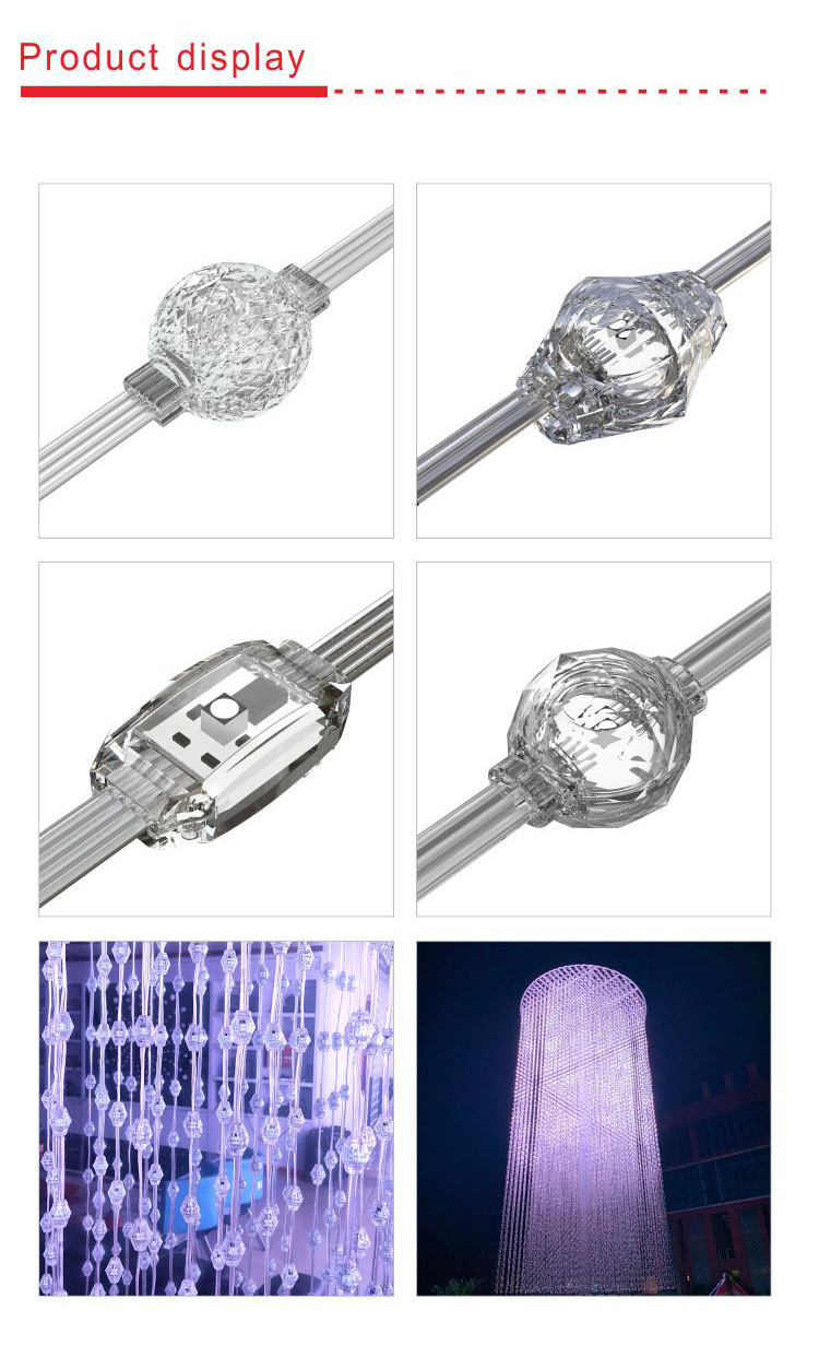Crystal 3D Pixel Led Fireworks Outdoor Decorative Light String With PVC Material