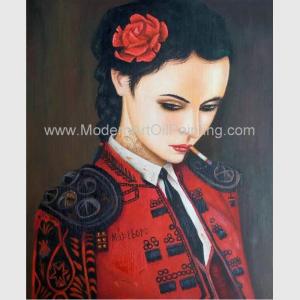 Wholesale Human Figure Painting Oil Painting Canvas / Smoking Woman In Red Painting from china suppliers