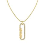 18k Gold Mom paperclip Pendant Necklace in 925 Sterling Silver