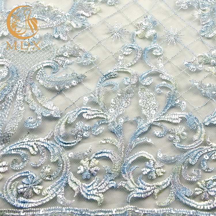 Soft Touching Sparkly Lace Fabric Embroidery Mesh 135cm Width For Dressmaking