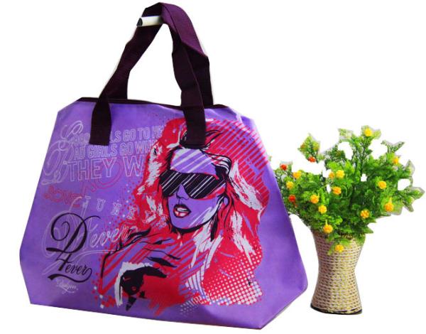 Green / Blue / Pink / Orange 75g Zipper Shopping Bag, Non Woven Carry Bags For