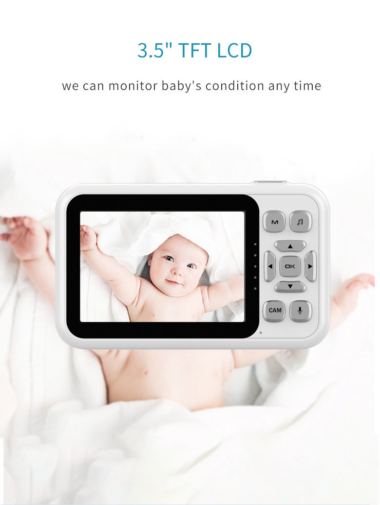 3.5 Inch 720P Baby Monitor 1500mah 8pcs 940 Light IR Smart Pet Camera