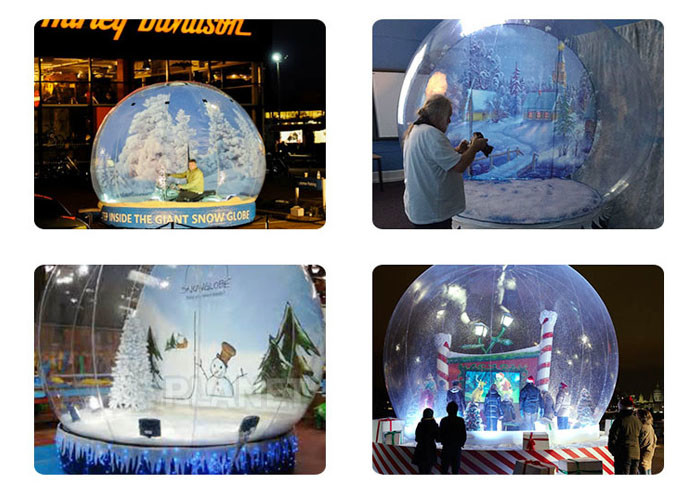 Hot Air Welding Large Inflatable Snow Globe / Custom Christmas Ornaments