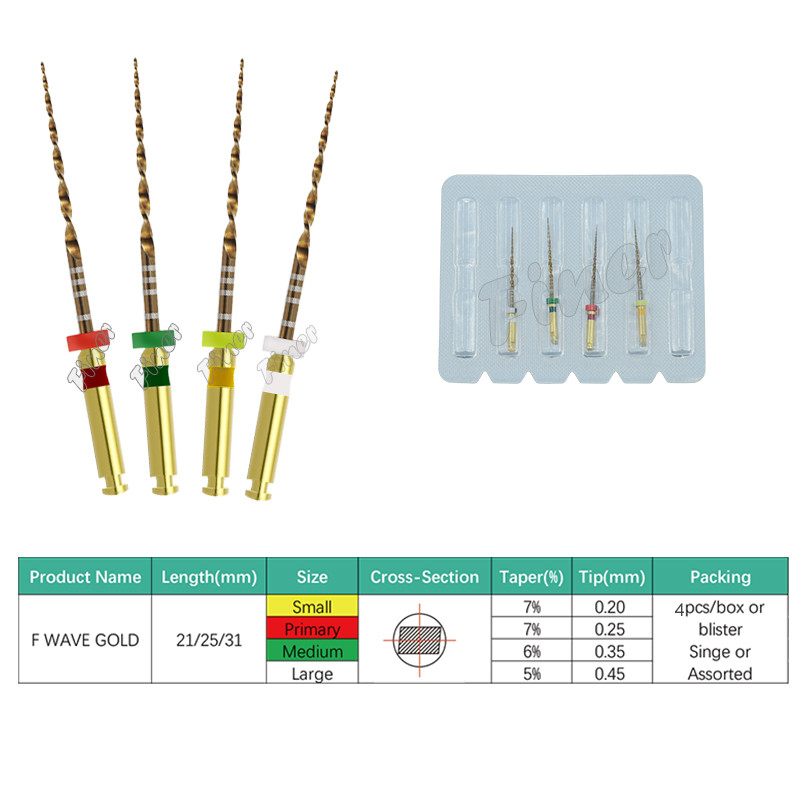 Dental Rotary File Only One Gold Rotary Wave Files For Root Canal Treatment