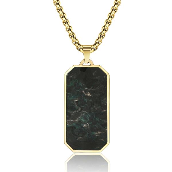 Rectangle Men's Forged Carton Fiber Pendant Stainless Steel Plated Cross 14k