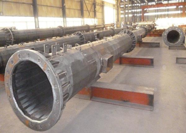 Hot-dip Galvanizing 60m Monopole Telecom Antenna Tower , Telecom Single Pole