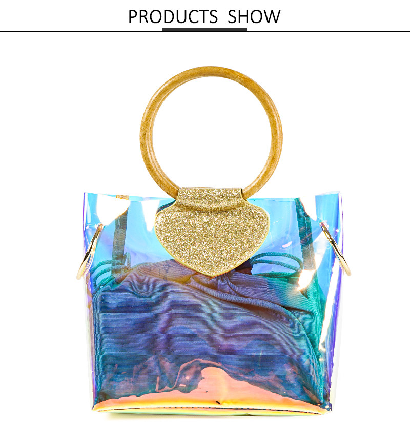 Iridescent Holographic Transparent TPU Cosmetic Makeup Bag