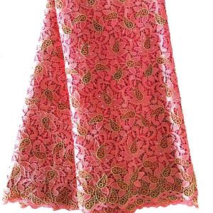 Wholesale F50251 Top fashion stock lot coral lace fabric with many rhinestones from china suppliers
