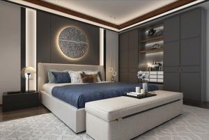 Wholesale Dark Gray Laminate LED Lights Custom Whole Room Wardrobe Modern Closet from china suppliers