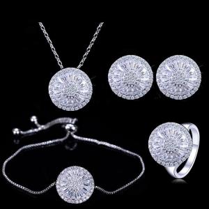 Wholesale Charming 925 sterling silver white gold plated Cubic Zircon CZ Clear diamond Earrings Necklace Bridal Jewelry set from china suppliers