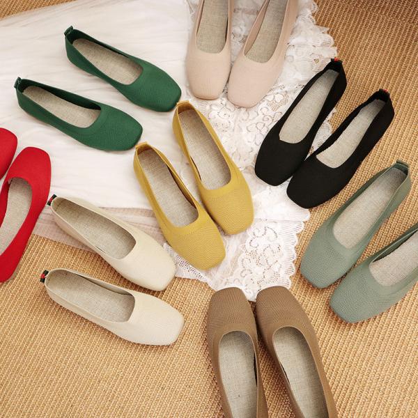 Knitted Round Head Flat Bottomed Daily All Match Women'S Loafers Lady Flats
