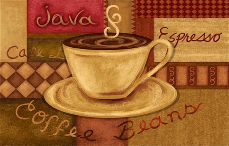 Printed hot coffee pattern anti-fatigue kitchen mat with NBR foam