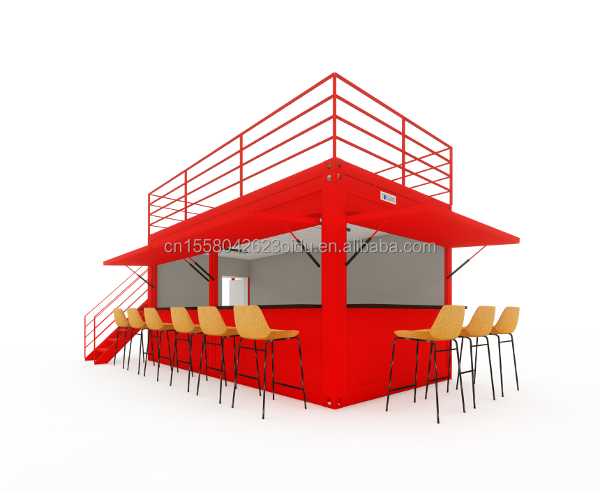 Galvanized Steel Square Tubes Steel Coffee Shop Container Modern 20ft Prefabricated Container Bar for Outdoor