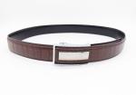 Custom Logo Matte Silver Automatic Buckle Genuine Leather Belts for Men