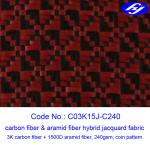 Jacquard Coin Pattern Carbon Aramid Fabric Black / Red Carbon Aramid Hybrid