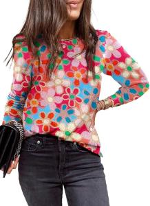 Wholesale Casual Polka Dots Tops Crewneck Long Sleeve Shirts Lightweight Loose Sweatshirts from china suppliers