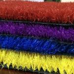 Soft Safe Harmless Colorful Artificial Grass / Blue Fake Grass Synthetic Lawn