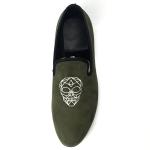 Leisure Light Green Mens Velvet Loafers / Mens Prince Albert Slippers