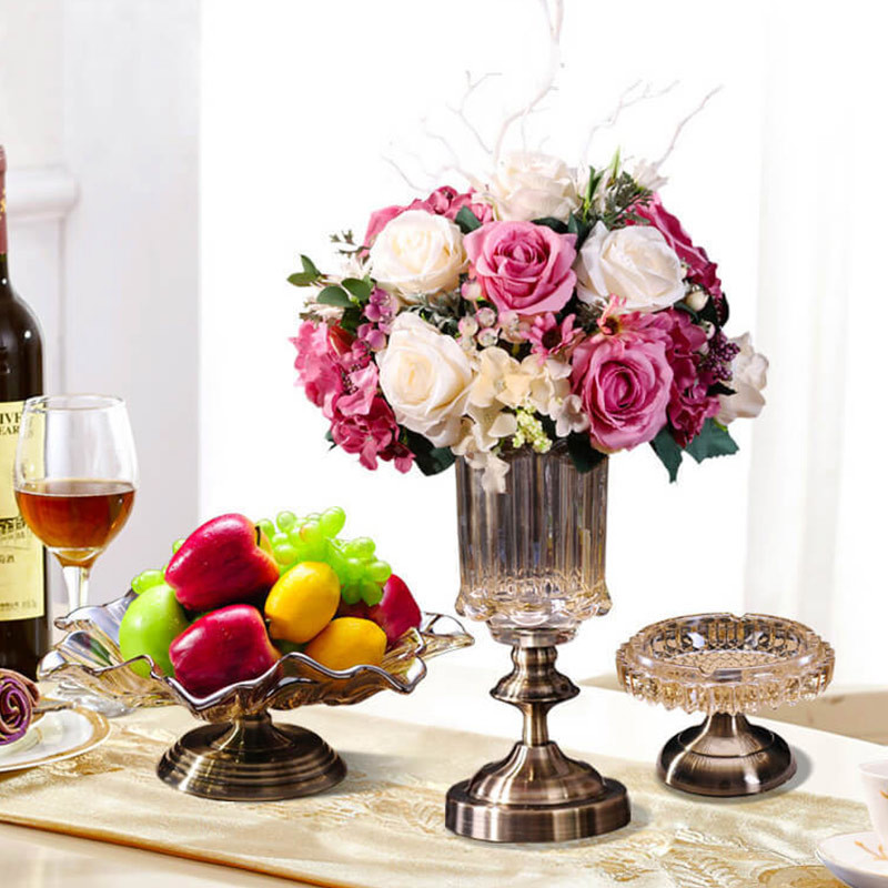 Luxury Decorative Handmade Bronze Glass Fruit Bowl