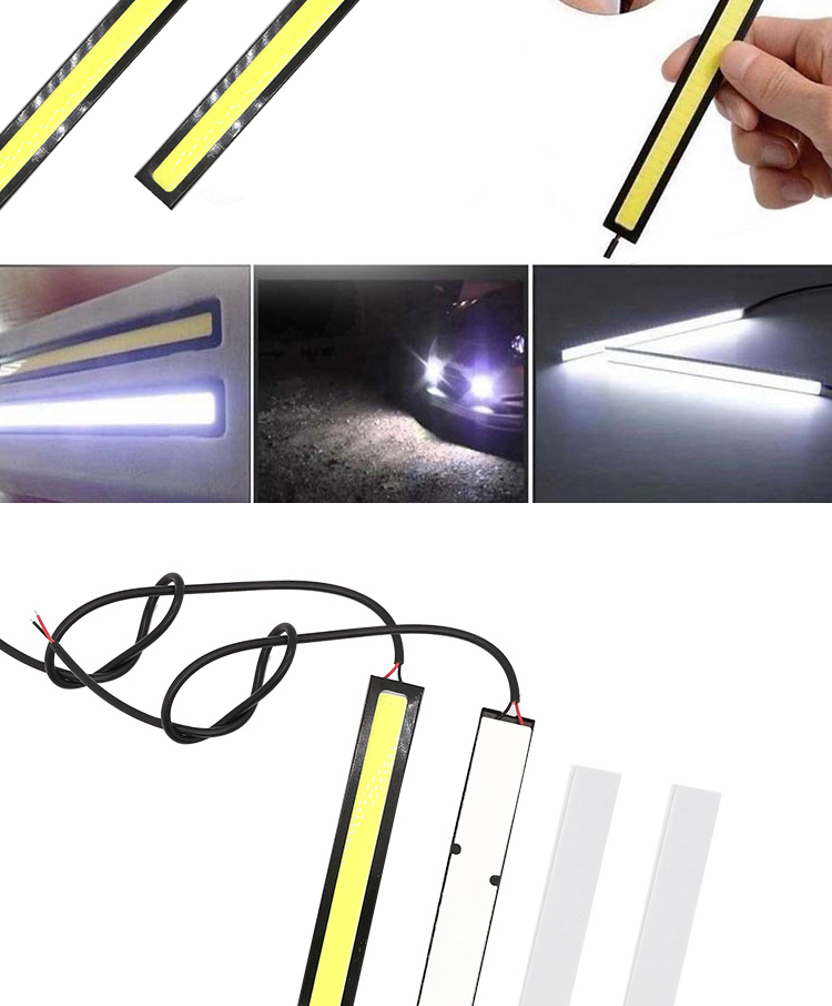Daytime Drl Led Headlight Emergency Warning Car Running Cob Strip Light
