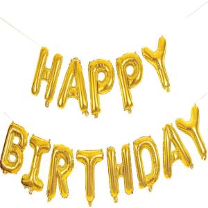 Wholesale Gold Aluminum Foil Happy Birthday Balloons Banner for Birthday Party Decoration from china suppliers