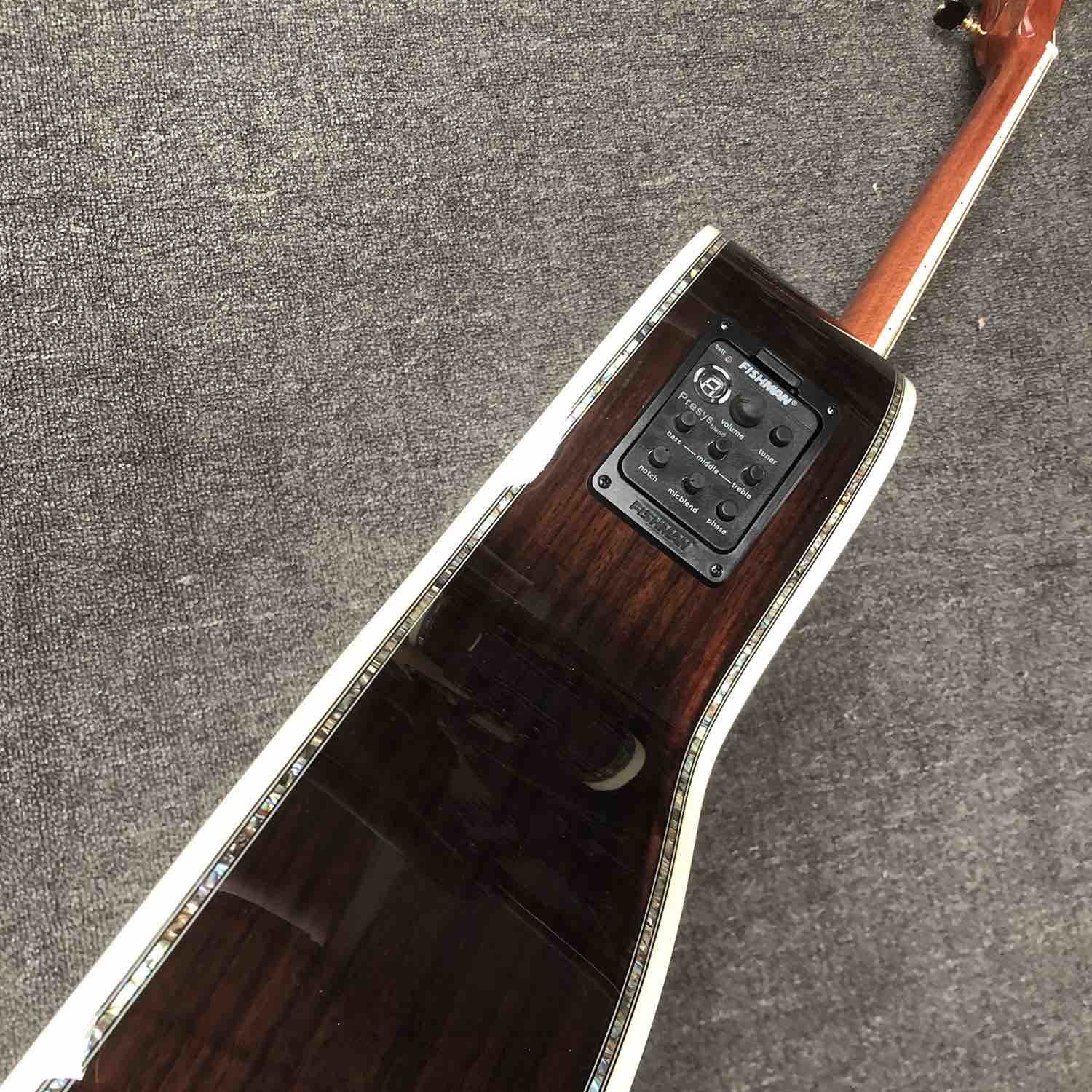 Custom 39 Inch OOO 45AA AAAAA All Solid Wood Acoustic Guitar with 301 Electronic EQ Ebony Fingerboard Slotted Headstock