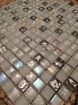 White Iridescent Crackle Bathroom Backsplash Tile Mosaic Glass Wall
