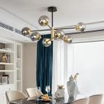 Loft Vintage Loft Chandelier E27 Round Ball Light Ceilling Lamp Black Gold