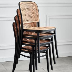 Wholesale French Style High Back Dining Chair In Plastic Rattan Seat Black from china suppliers