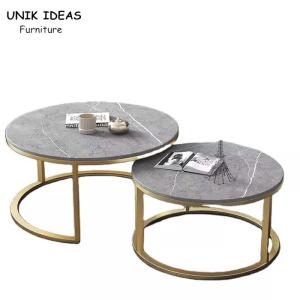 Wholesale Double Round Luxury Center Tables Gold Stainless Steel Leg Marble Top from china suppliers