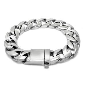 Wholesale Men's Curb Link Chain Bracelet 316l Titanium Stainless Steel 15mm Width Silver Color(JCE045) from china suppliers