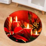 80cm red Round Santa Claus Elk Christmas Festive Floor Mat Anti SlipCircular