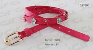 Wholesale Red PU Flowers Kids Fashion Belts With Studs / Zinc Alloy Buckle 1.5cm Width from china suppliers