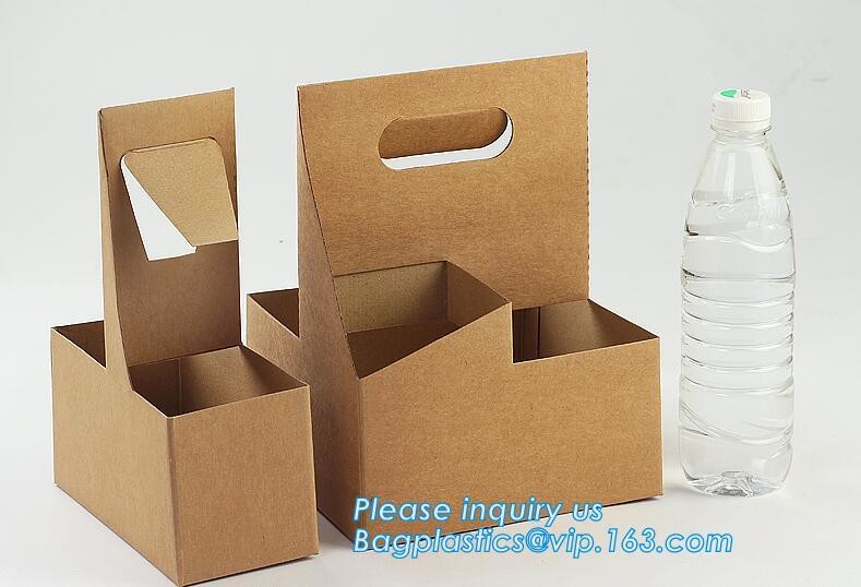 Eco Friendly Disposable Kraft Paper Take Out 2 Pack Coffee Cup Drink Carriers 2 Pack Paper Cup Holders bagease package