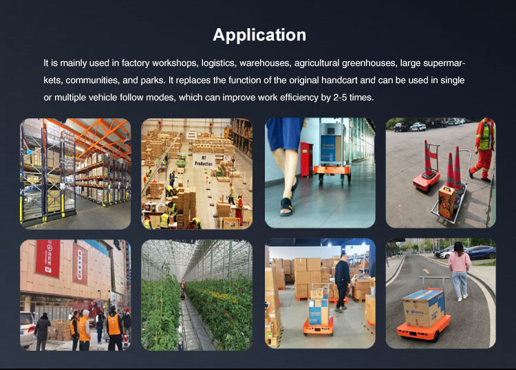 Outdoor Flat Trolley Shopping Carts Warehouse Follow Robot