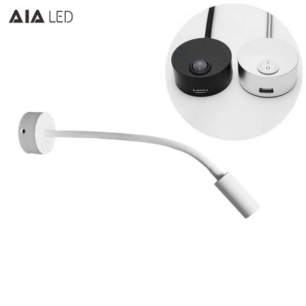 IP40 wall mounted bedside wall light USB 3W hotel &flexible snake led reading