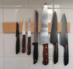 Oak Wood Magnetic Knife Holder Wall Mount Space-Saving Kitchen Accessory 680